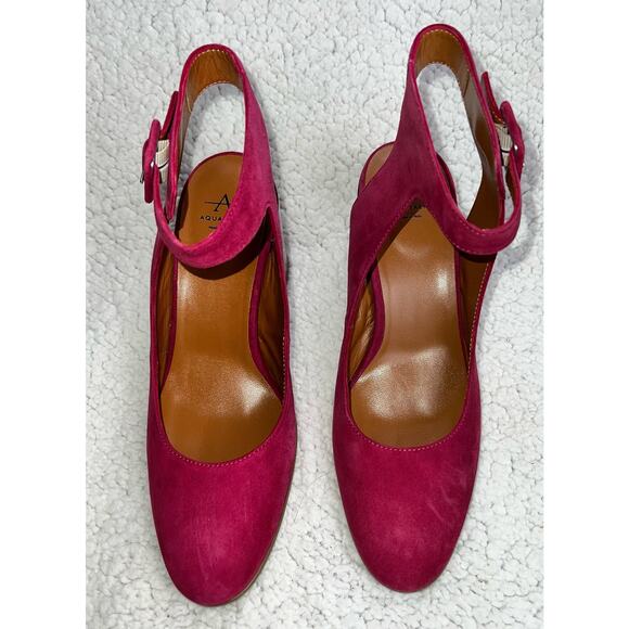 Aquatalia Chunky Heel Suede Mary Janes - maroon - size 8.5 - L1 - Picture 5 of 10
